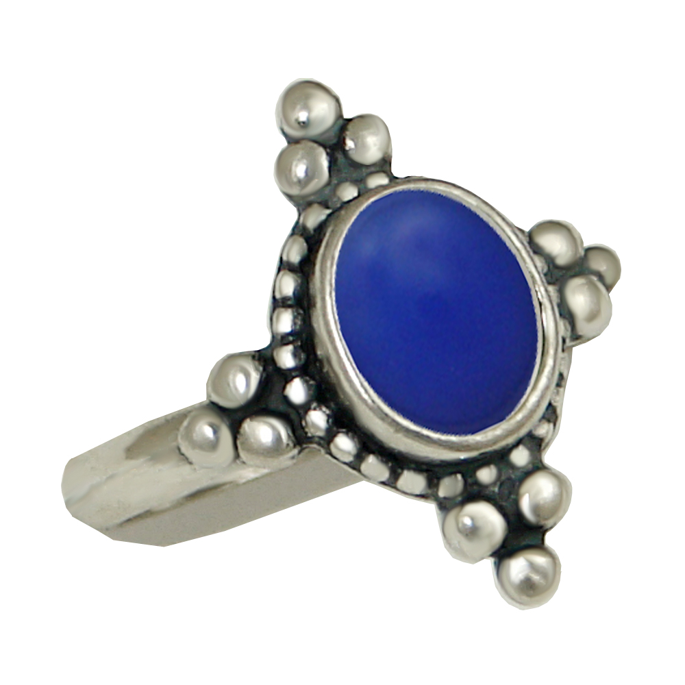 Sterling Silver Gemstone Ring With Blue Onyx Size 6